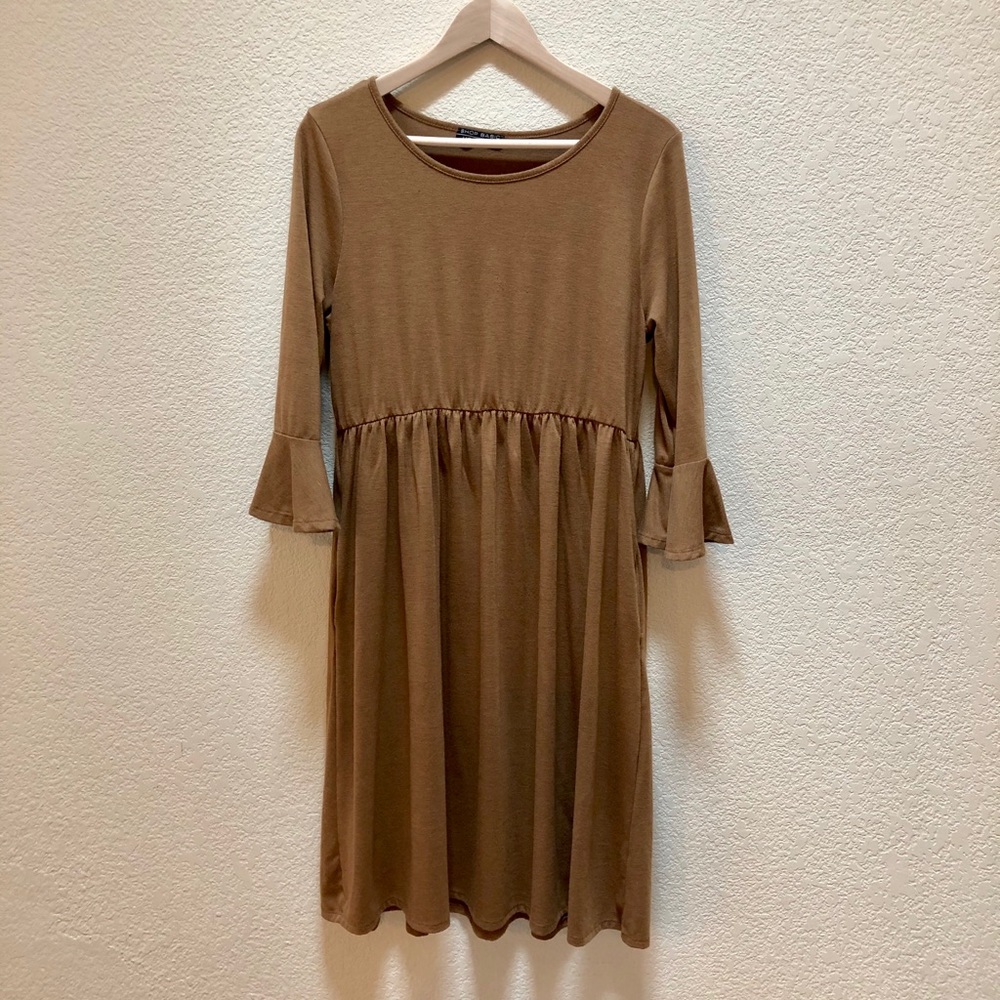Shop basic USA camel knit dress